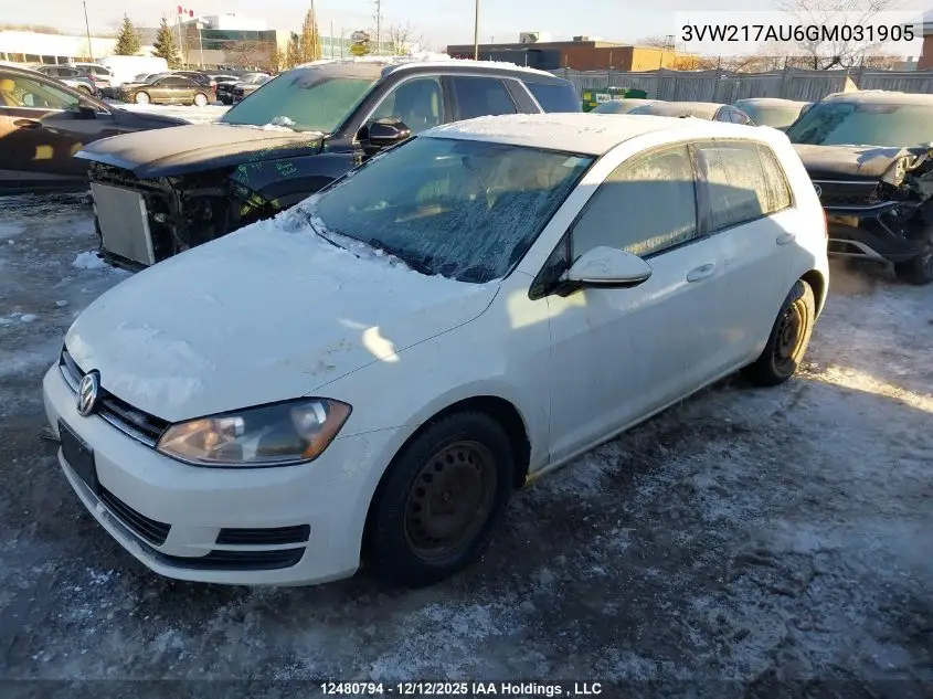 3VW217AU6GM031905 2016 Volkswagen Golf S/Se/Sel