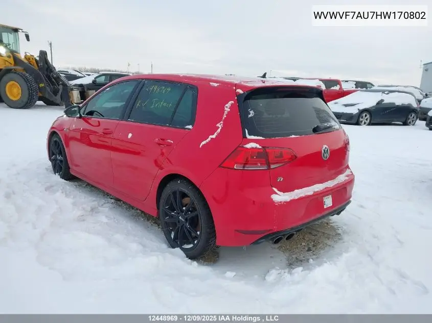 WVWVF7AU7HW170802 2017 Volkswagen Golf R