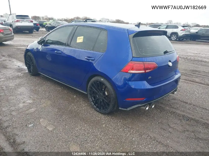 WVWWF7AU0JW182669 2018 Volkswagen Golf R
