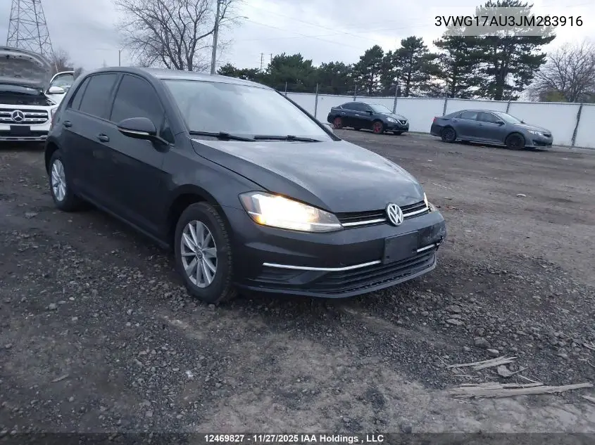 3VWG17AU3JM283916 2018 Volkswagen Golf S/Se