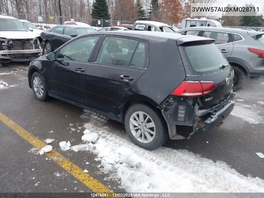 3VWW57AU2KM028711 2019 Volkswagen Golf 1.4 Tsi Comfortline/1.4 Tsi Execline/1.4 Tsi Highline