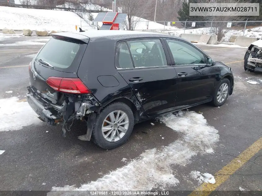 3VWW57AU2KM028711 2019 Volkswagen Golf 1.4 Tsi Comfortline/1.4 Tsi Execline/1.4 Tsi Highline