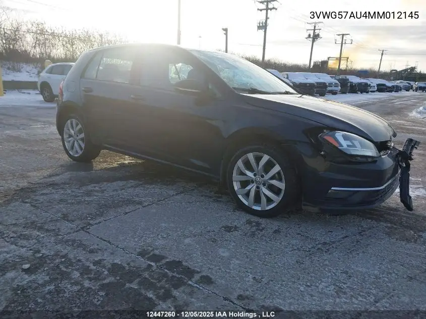 3VWG57AU4MM012145 2021 Volkswagen Golf