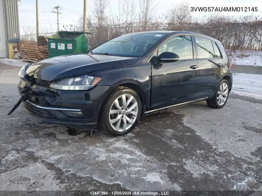 3VWG57AU4MM012145 2021 Volkswagen Golf