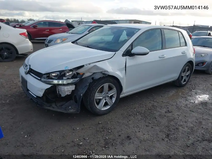 3VWG57AU5MM014146 2021 Volkswagen Golf Comfortline/Highline