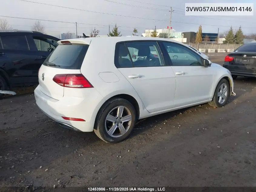 3VWG57AU5MM014146 2021 Volkswagen Golf Comfortline/Highline