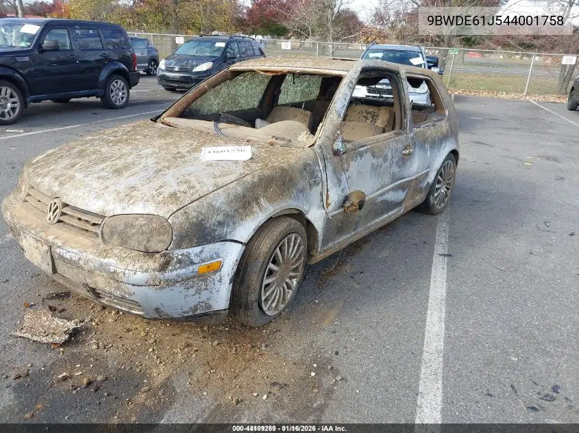 9BWDE61J544001758 2004 Volkswagen Gti 1.8T