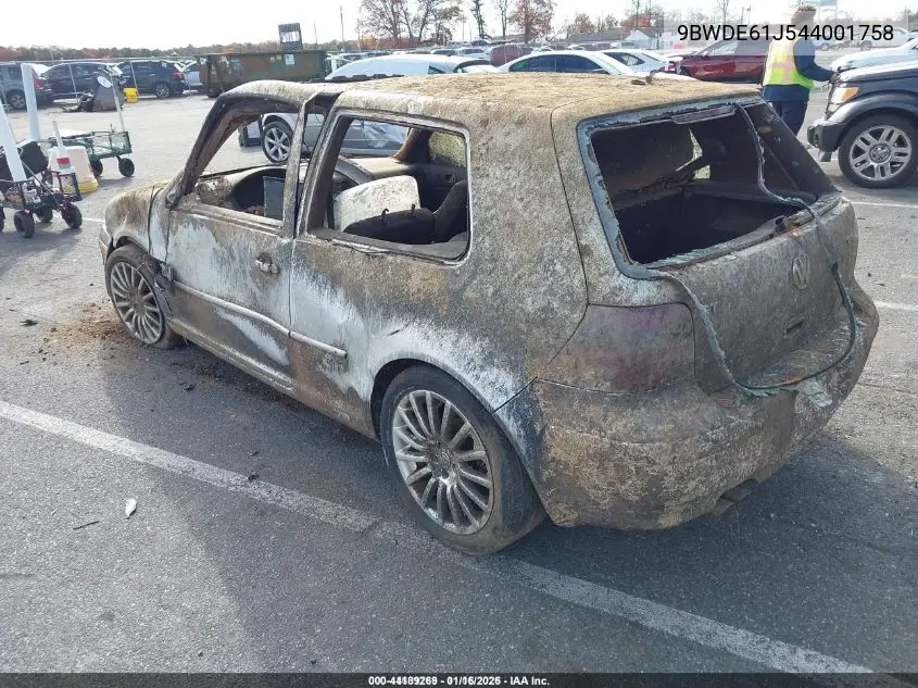 9BWDE61J544001758 2004 Volkswagen Gti 1.8T