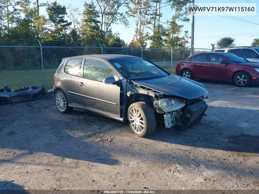 WVWFV71K97W115160 2007 Volkswagen Gti 2-Door