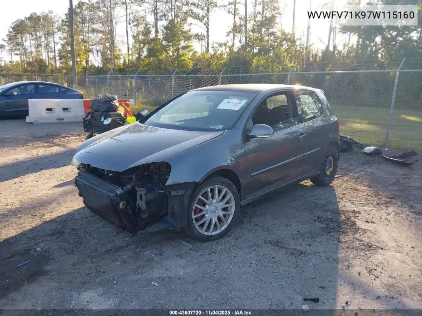WVWFV71K97W115160 2007 Volkswagen Gti 2-Door