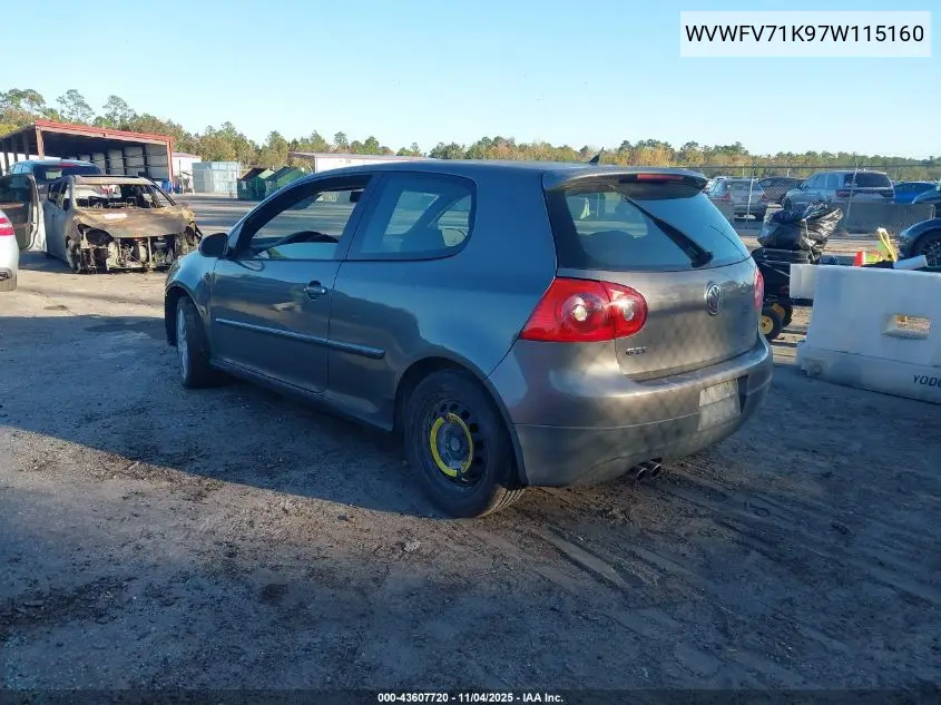 WVWFV71K97W115160 2007 Volkswagen Gti 2-Door