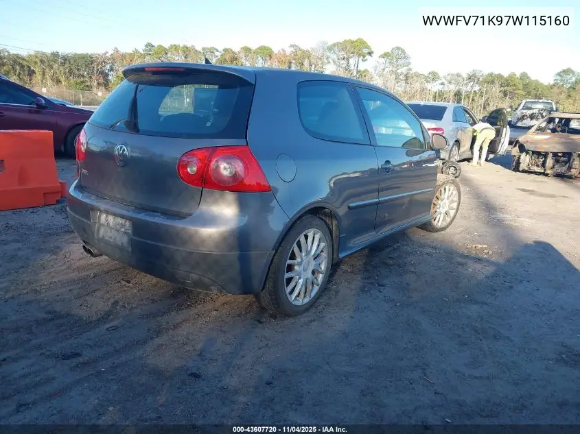 WVWFV71K97W115160 2007 Volkswagen Gti 2-Door