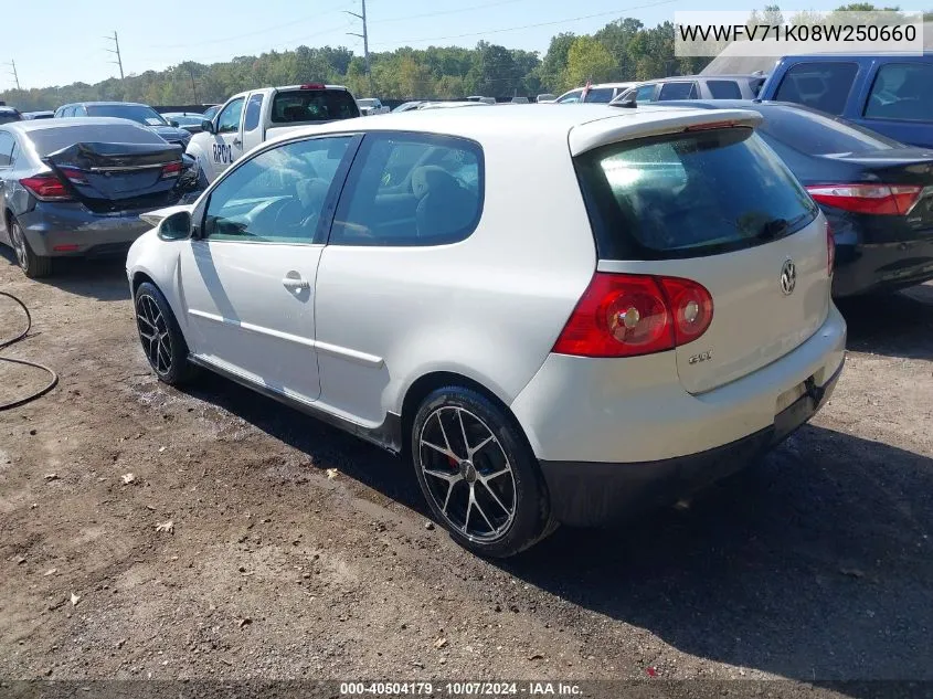 WVWFV71K08W250660 2008 Volkswagen Gti 2-Door