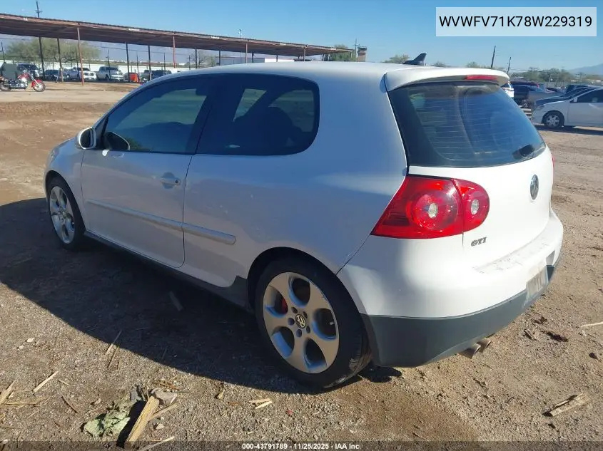 WVWFV71K78W229319 2008 Volkswagen Gti 2-Door/2-Door (A6) (Eop Cw 21/08)