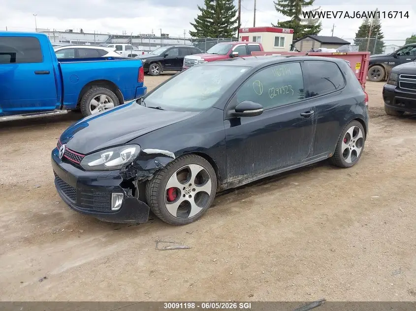 2010 Volkswagen Gti VIN: WVWEV7AJ6AW116714 Lot: 30091198