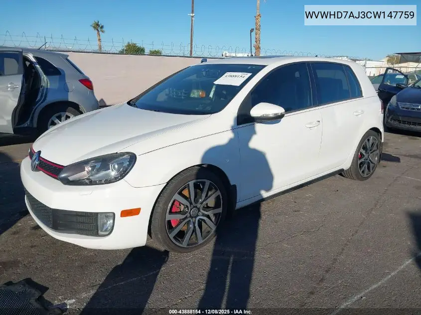 WVWHD7AJ3CW147759 2012 Volkswagen Gti 4-Door Autobahn