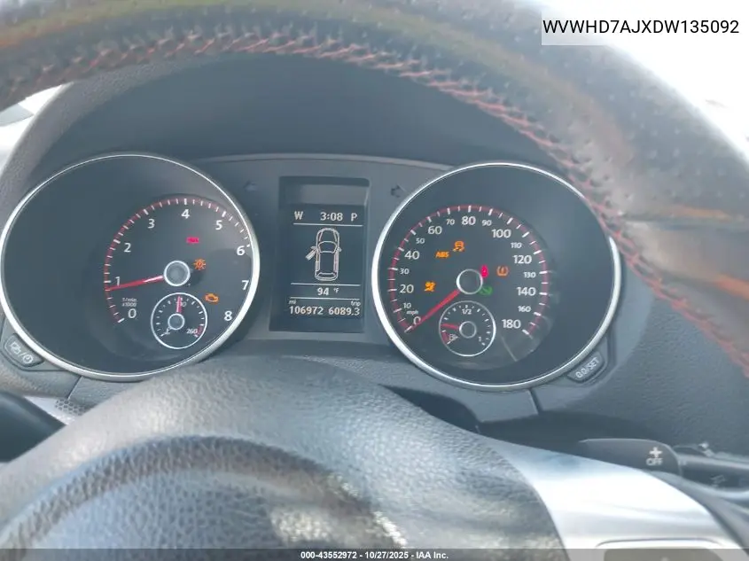 WVWHD7AJXDW135092 2013 Volkswagen Gti Drivers Edition