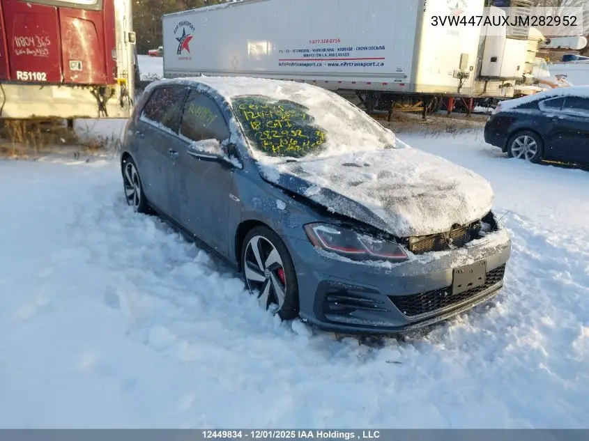 3VW447AUXJM282952 2018 Volkswagen Gti S/Se/Autobahn