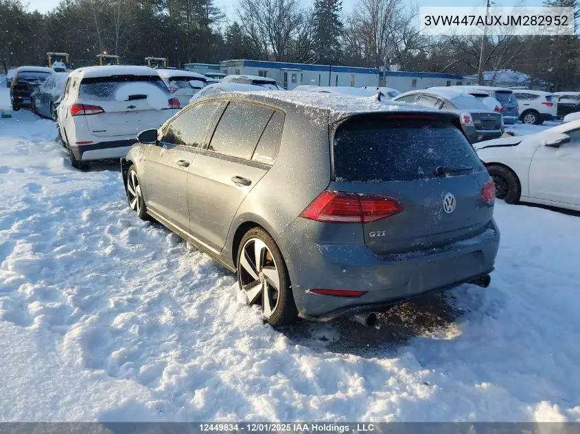 3VW447AUXJM282952 2018 Volkswagen Gti S/Se/Autobahn