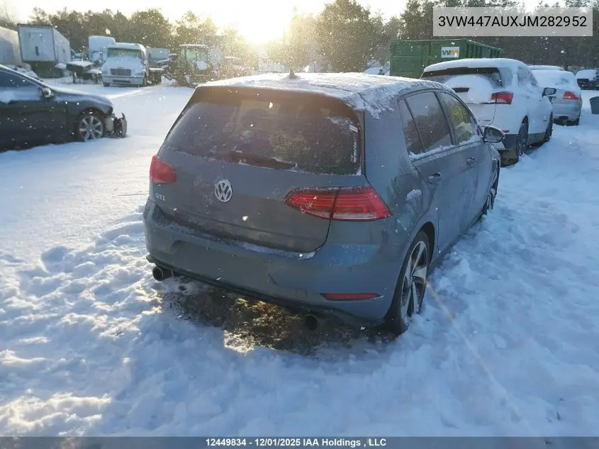 3VW447AUXJM282952 2018 Volkswagen Gti S/Se/Autobahn