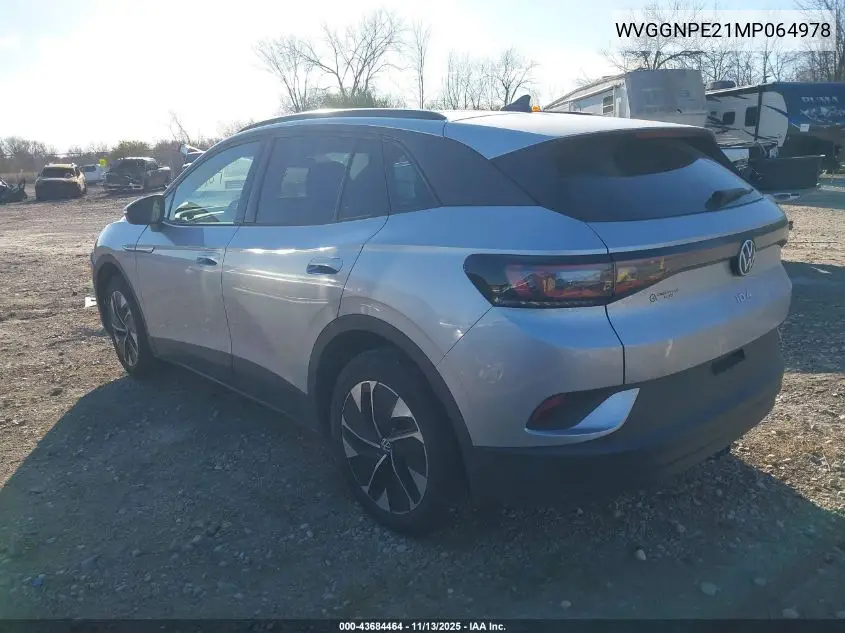 WVGGNPE21MP064978 2021 Volkswagen Id.4 Awd Pro S