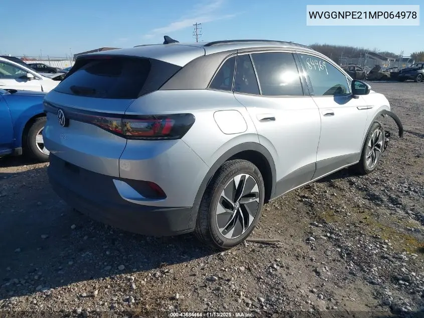 WVGGNPE21MP064978 2021 Volkswagen Id.4 Awd Pro S