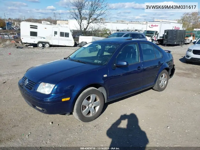 3VWSK69M43M031617 2003 Volkswagen Jetta Gls 2.0L