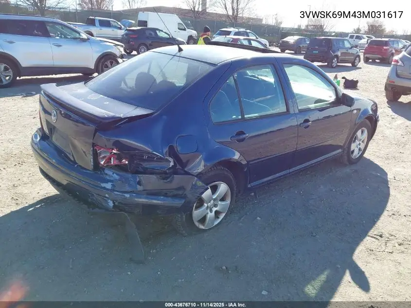 3VWSK69M43M031617 2003 Volkswagen Jetta Gls 2.0L