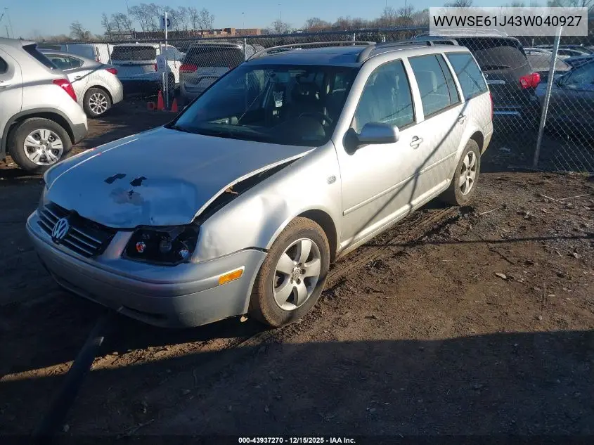 WVWSE61J43W040927 2003 Volkswagen Jetta Gls 1.8T