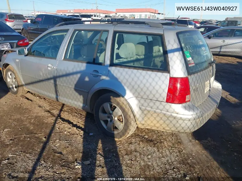 WVWSE61J43W040927 2003 Volkswagen Jetta Gls 1.8T