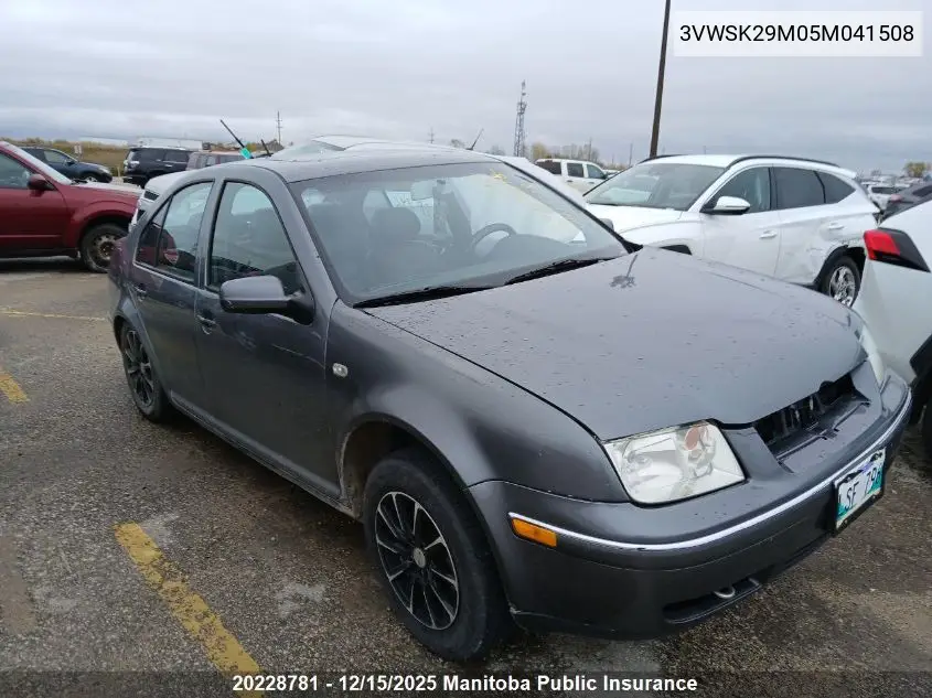 3VWSK29M05M041508 2005 Volkswagen Jetta Gls
