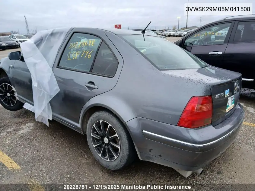 3VWSK29M05M041508 2005 Volkswagen Jetta Gls