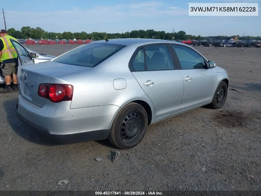 2008 Volkswagen Jetta S VIN: 3VWJM71K58M162228 Lot: 40217841