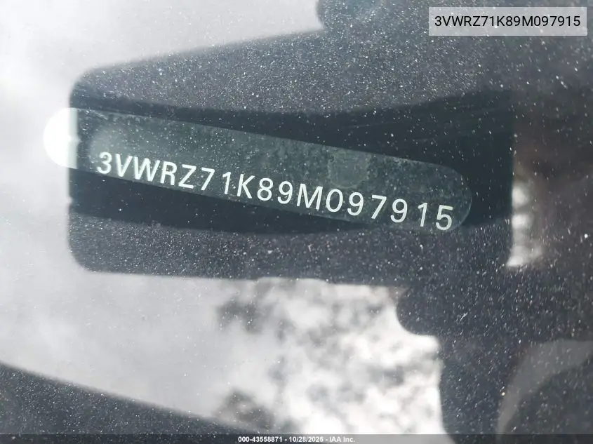 3VWRZ71K89M097915 2009 Volkswagen Jetta Se