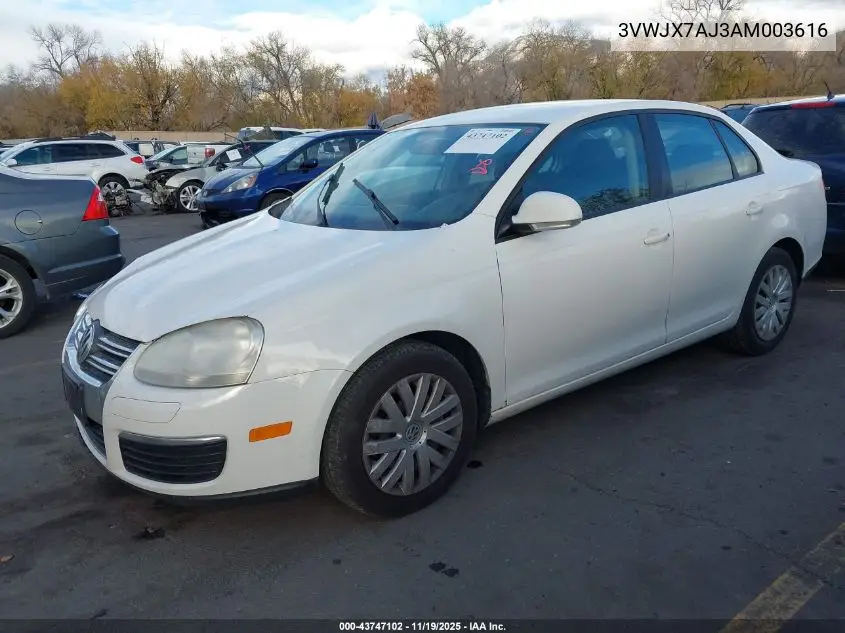 3VWJX7AJ3AM003616 2010 Volkswagen Jetta S
