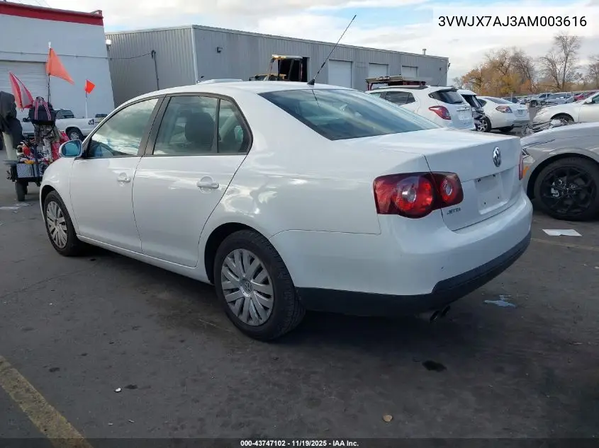 3VWJX7AJ3AM003616 2010 Volkswagen Jetta S