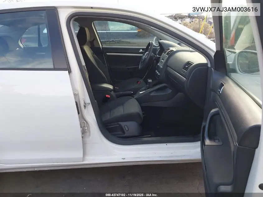 3VWJX7AJ3AM003616 2010 Volkswagen Jetta S