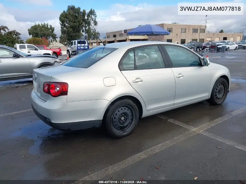3VWJZ7AJ8AM077818 2010 Volkswagen Jetta S