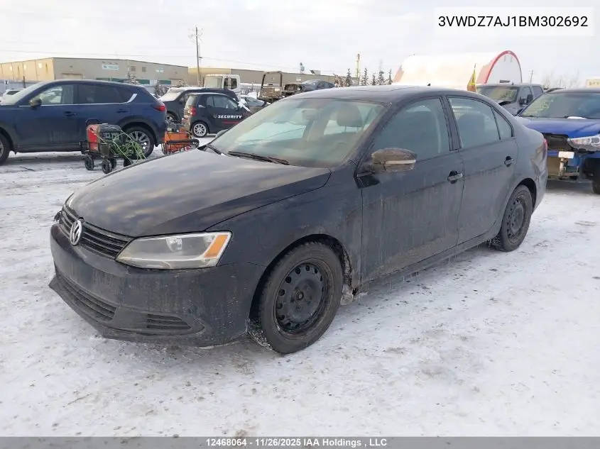3VWDZ7AJ1BM302692 2011 Volkswagen Jetta 2.5L Se