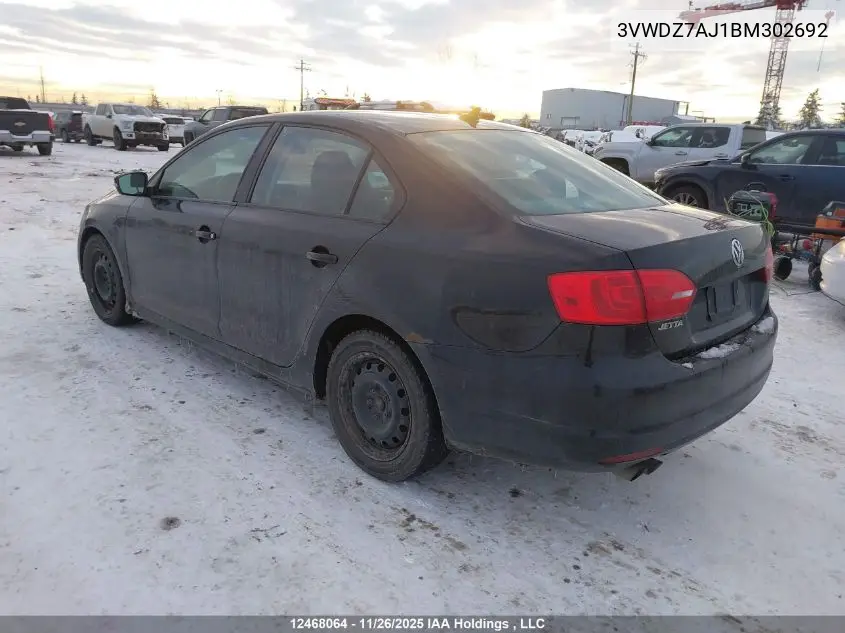 3VWDZ7AJ1BM302692 2011 Volkswagen Jetta 2.5L Se