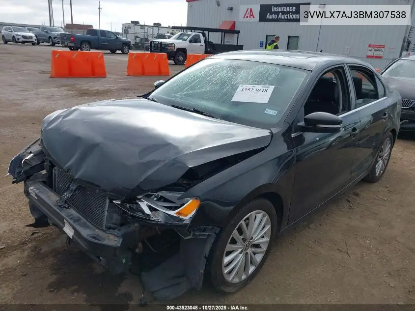 3VWLX7AJ3BM307538 2011 Volkswagen Jetta 2.5L Sel