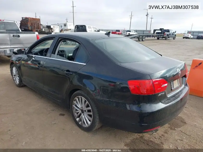3VWLX7AJ3BM307538 2011 Volkswagen Jetta 2.5L Sel