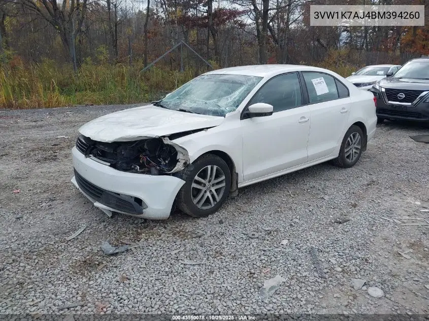 3VW1K7AJ4BM394260 2011 Volkswagen Jetta 2.0L S