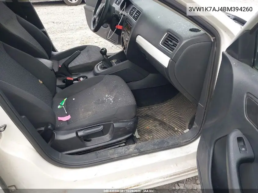 3VW1K7AJ4BM394260 2011 Volkswagen Jetta 2.0L S