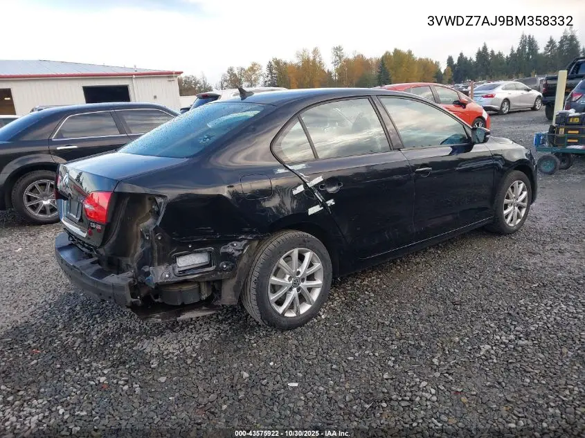 3VWDZ7AJ9BM358332 2011 Volkswagen Jetta 2.5L Se
