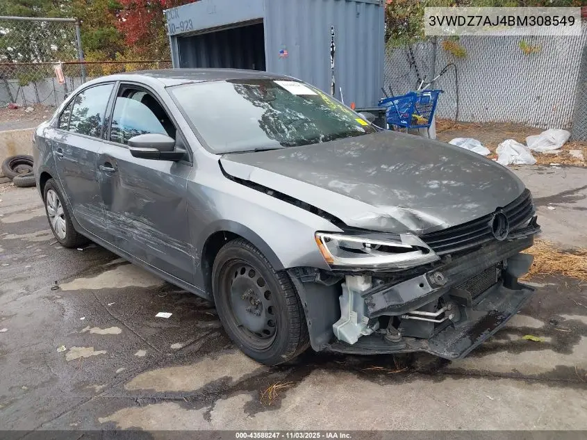 3VWDZ7AJ4BM308549 2011 Volkswagen Jetta 2.5L Se
