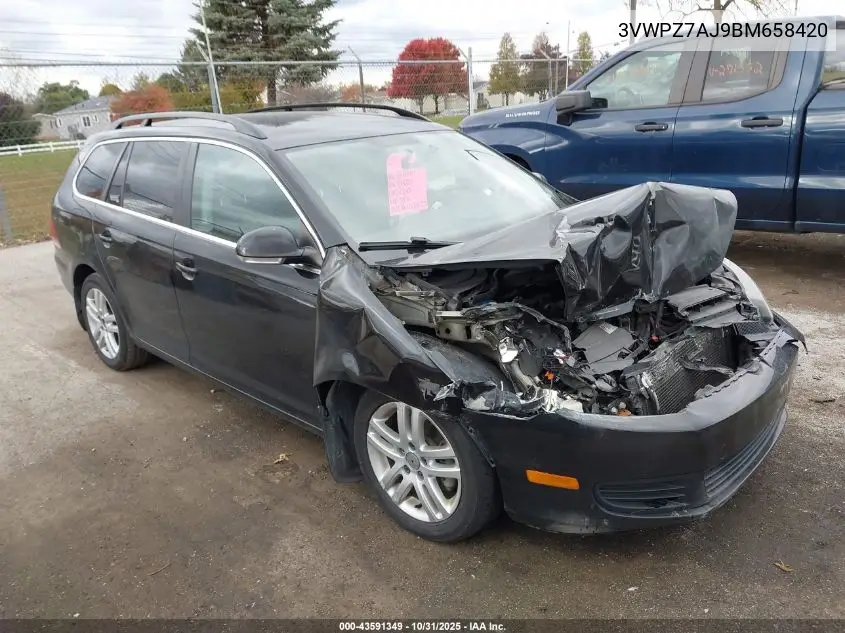 3VWPZ7AJ9BM658420 2011 Volkswagen Jetta Sportwagen 2.5L Se