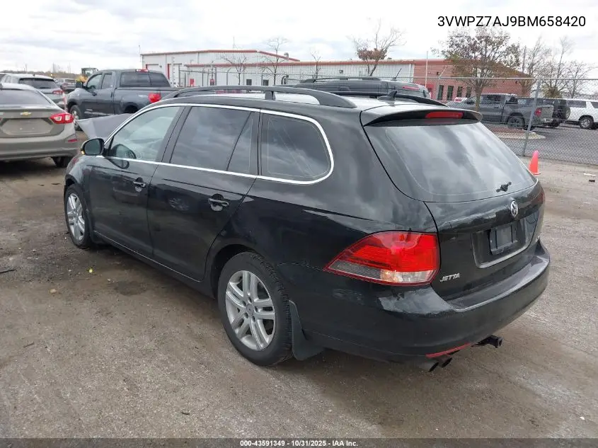 3VWPZ7AJ9BM658420 2011 Volkswagen Jetta Sportwagen 2.5L Se