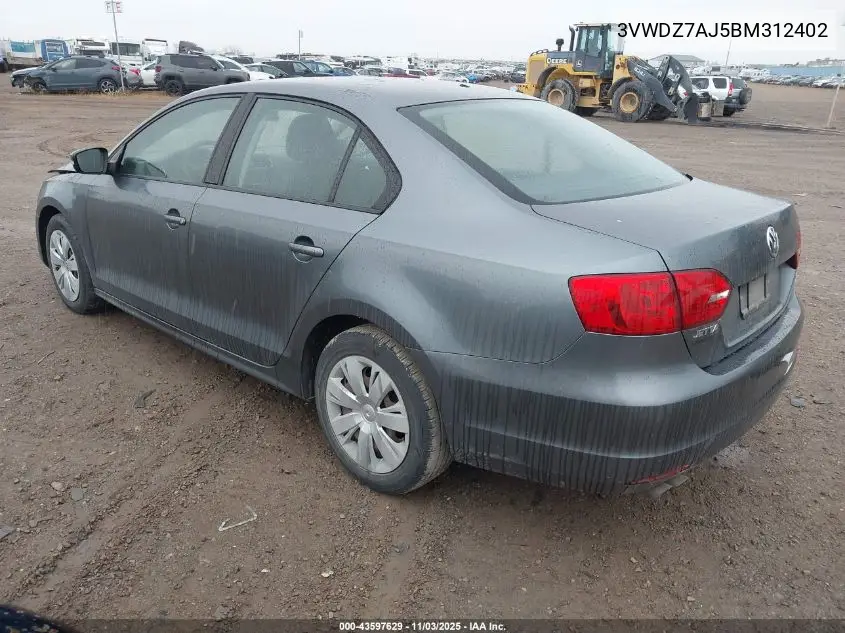 3VWDZ7AJ5BM312402 2011 Volkswagen Jetta 2.5L Se