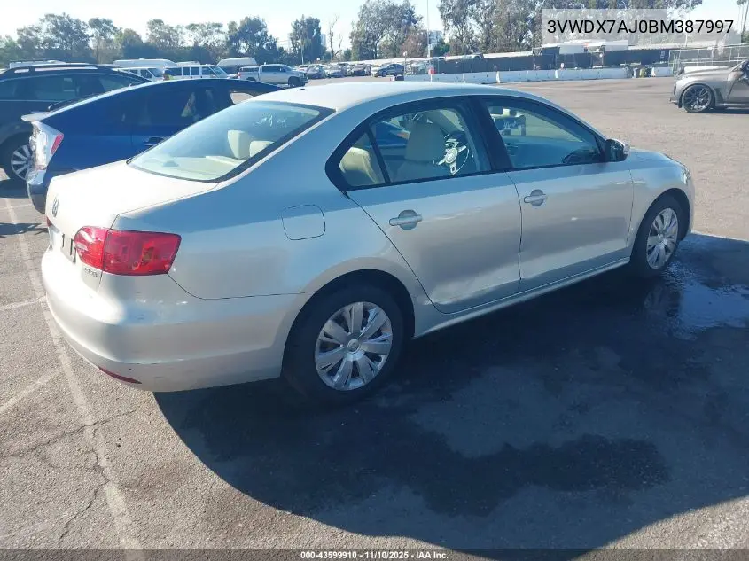 3VWDX7AJ0BM387997 2011 Volkswagen Jetta 2.5L Se